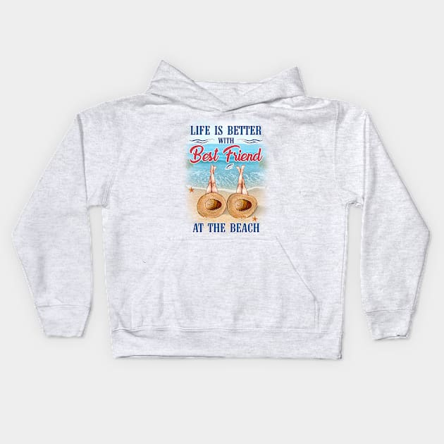 Best Friend At The Beach Kids Hoodie by Sunset beach lover